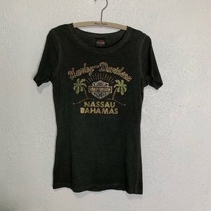 Harley Davidson rhinestone gray graphic T-shirt